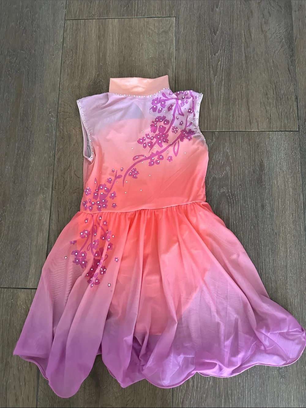 Weissman girls child L Pink to Purple Ombre Floral Girls Dress.